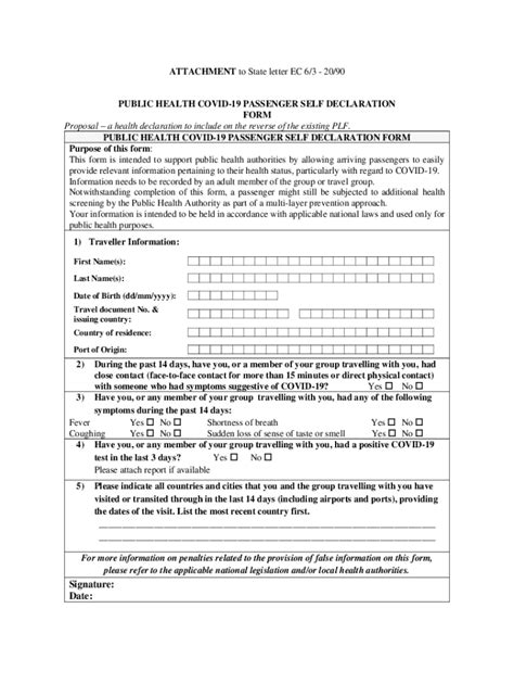 Public Health Declaration Form Fill Out Sign Online DocHub