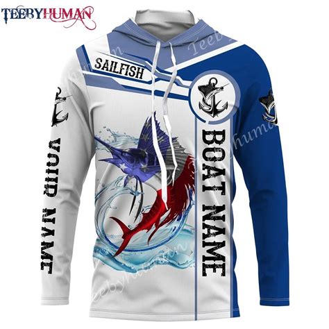 Us Sailfish Fishing Boat Customize Name Fishing T Shirts Long Sleeves