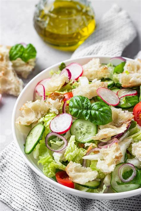 Vegetarian Fattoush Salad Traditional Middle Eastern Salad With