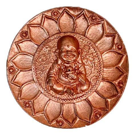 Placa Redonda De Bronce Con Forma De Buda Sonriente Con Quemador