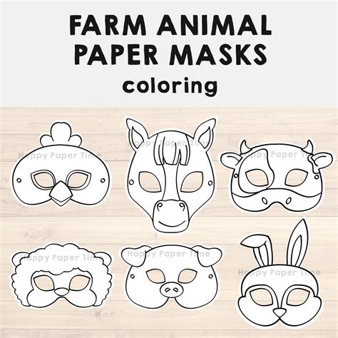 Farm Animal Masks Coloring Pages