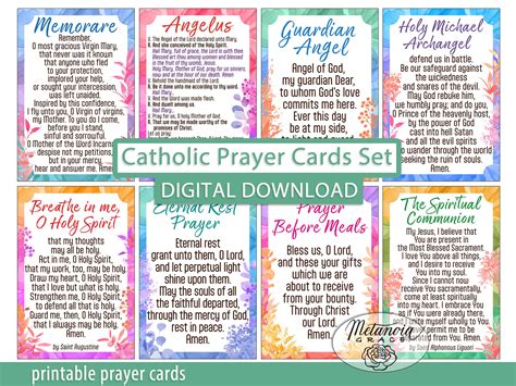 Printable Catholic Prayers Set Memorare Angelus Eternal Rest Prayer