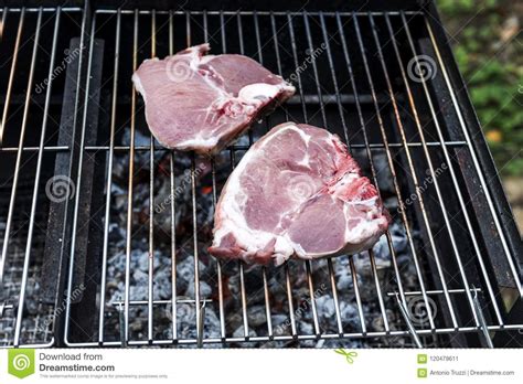 Raw T Bone Chop Of Pork On The Grill Stock Image Image Of Party