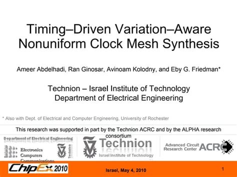 Timing¬driven Variation¬aware Nonuniformclock Mesh Synthesis Ppt