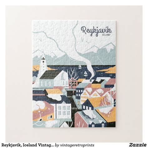 Reykjavik Iceland Vintage Travel Poster Jigsaw Puzzle Zazzle