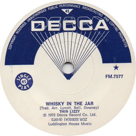 Thin Lizzy Whisky In The Jar 1973 Vinyl Discogs