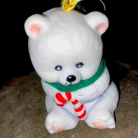 Jasco Holiday Vintage White Polar Bear Signed Jasco Porcelain Bell