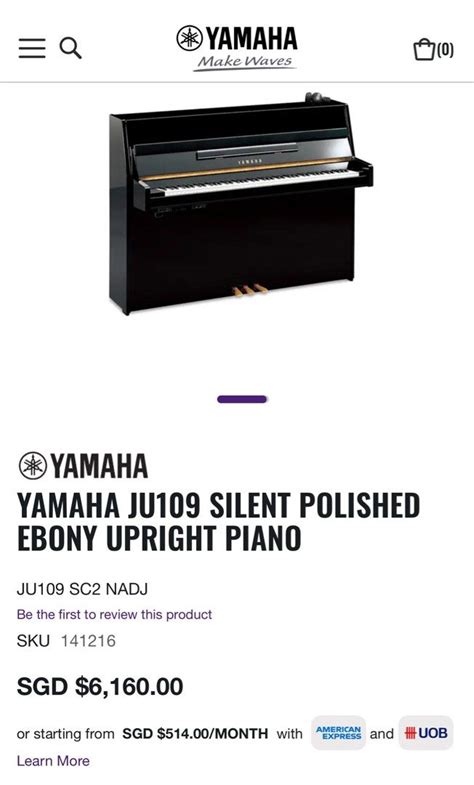 Yamaha Ju Silent Polished Ebony Upright Piano Ju Sc Nadj