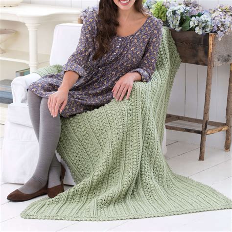 Free Intermediate Red Heart Aran Isle Throw Crochet Pattern