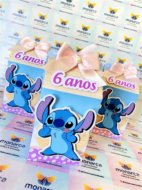 Kit Personalizados 30 Peças Stitch Rosa Elo7 Produtos Especiais