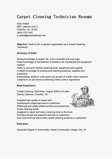 Resume Samples Carpet Cleaning Technician Resume Sample