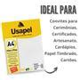 Papel para Certificado Vergê A4 180g Pct C 50fls Branco Usapel