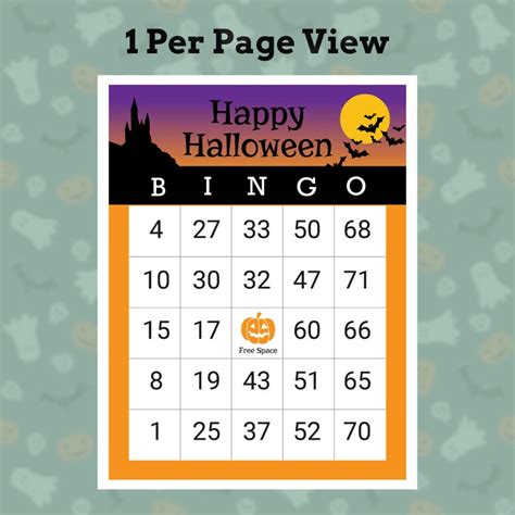 Printable Halloween Bingo Cards Set Of 100 Digital Download Bingo Game Halloween Party Game Etsy