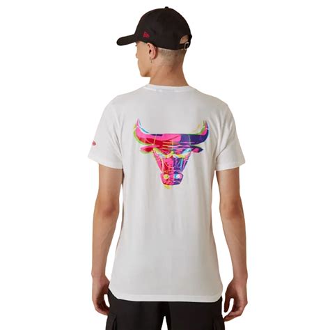 New Era Nba Chicago Bulls Neon Back Graphic Logo Tee White