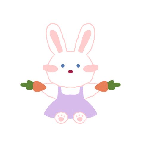 Korean Cute Bunny Sticker With Carrot Korean Cute Bunny Stickers Cute