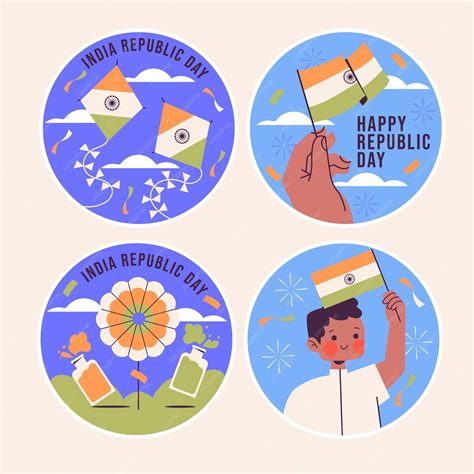 Premium Vector Naive India Republic Day Stickers Collection