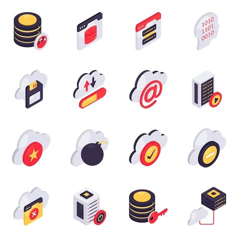 Premium Vector Set Of Cloud And Data Server Isometric Icons