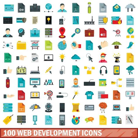 Web Development Icons Set Flat Style Vector Art At Vecteezy