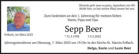 Traueranzeigen Von Sepp Beer Trauer Merkur De