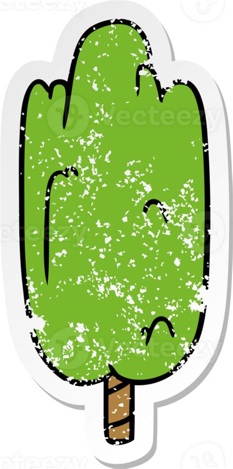 Hand Drawn Distressed Sticker Cartoon Doodle Single Green Tree 45054218 Png