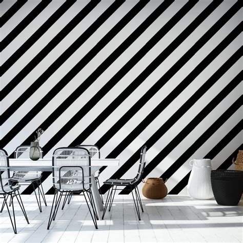 Black And White Striped Peel Stick Wallpaper Geometric Self Etsy UK