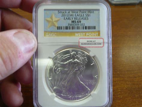 2012 W Ms69 Ngc Silver Eagle Early Release Struck At West Point