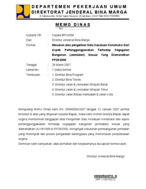 Contoh Surat Memo Dinas Contoh Surat Memorandum Dan Nota Dinas Contoh