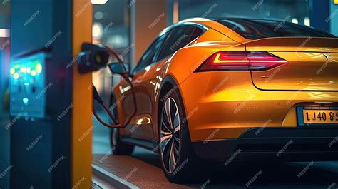 Premium Ai Image An Electric Car Being Charged By A Charger A Digital