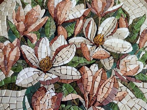 Marble Mosaic Magnolia Mosaic Magnolia Painting Magnolia Wall Art