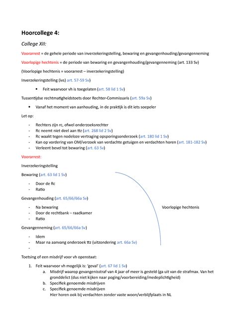 Aantekeningen Hoorcolleges Inleiding Strafrecht Hc Hoorcollege