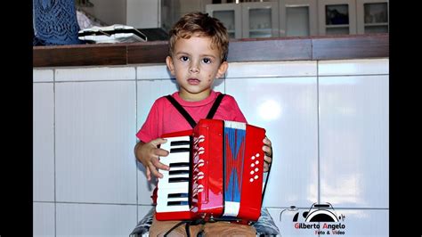 Criança de 3 anos herda do avô o dom musical e encanta tocando sanfona