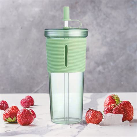 Vuygyu 700ml Acrylic Travel Tumbler With Lid And Straw Insulated Double