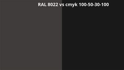 Ral 8022 Vs Cmyk 100 50 30 100 Ral Colour Chart Uk