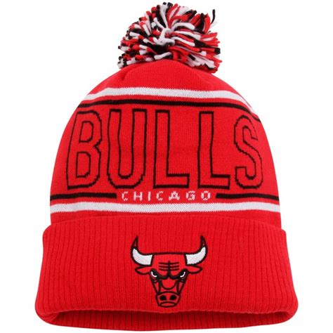 Mens Adidas Red Chicago Bulls Energy Stripe Cuffed Knit Hat Official