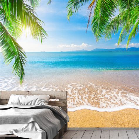 Papel De Parede Praiano - Papel De Parede Praia Paisagem Mar Natureza Sala Adesivo - 109pcm ...
