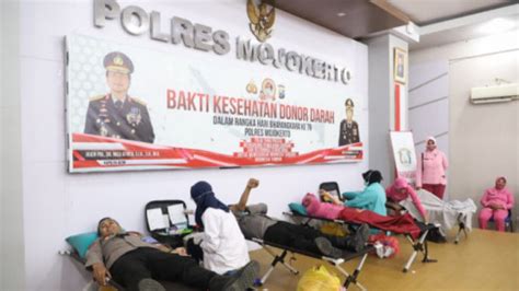 Bantu Ketersediaan Stok Darah PMI Polres Mojokerto Gelar Donor Darah