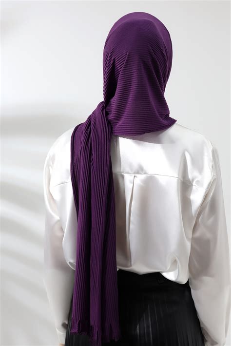 Purple Hijab Ready Made Practical Corded Cotton Shawl