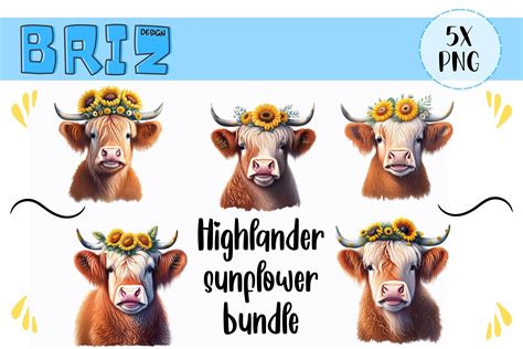 Highland Cow Sublimation Bundle Graphic by Briz Design · Creative Fabrica