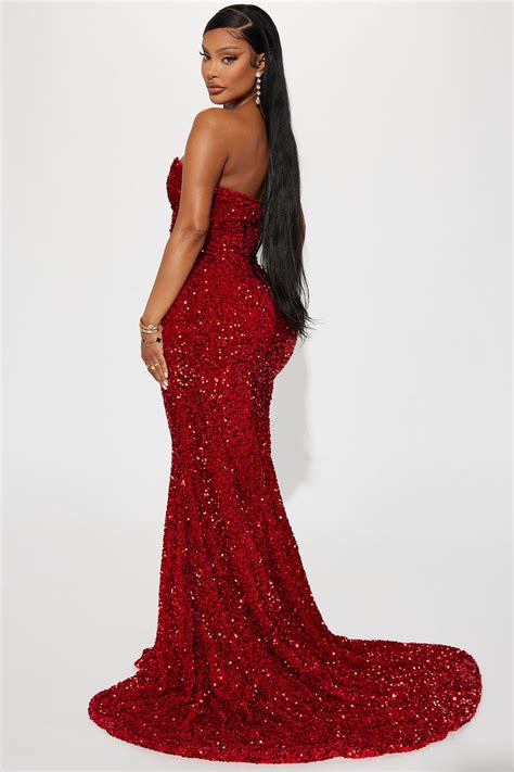 Renae Sequin Gown Red Fashion Nova Dresses Fashion Nova