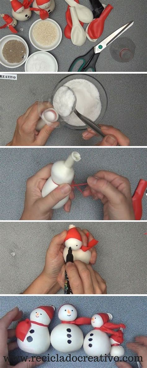 Cómo hacer un muñeco de nieve snowman con globos y sal Xmas Diy