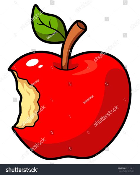 Cartoon Apple With Bite - Royalty Free Stock Vector 651312013 - Avopix.com