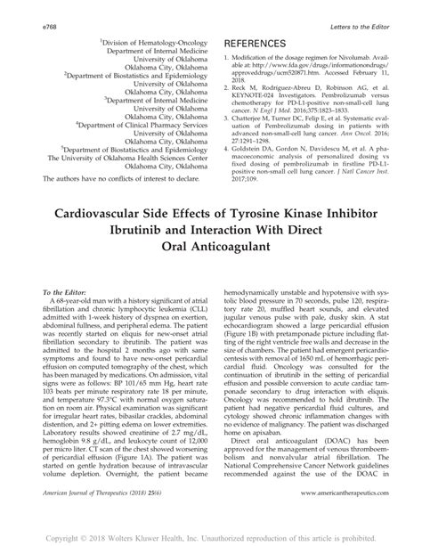 (PDF) Cardiovascular Side Effects of Tyrosine Kinase Inhibitor ...