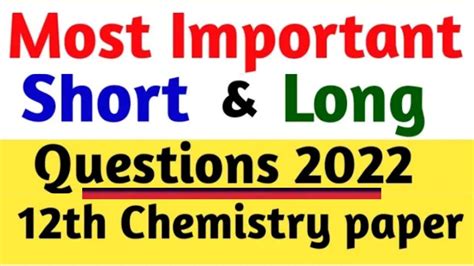 2nd Year Chemistry Important Short Questions 12th Chemistry Most