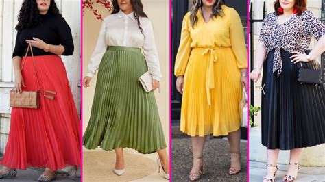 Pleated Skirt Outfit Ideas For Plus Size Women Pleated Skirt Styling