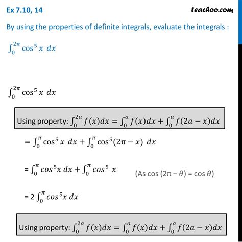 Ex Using Properties Evaluate Integral Cos X Dx