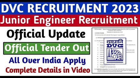 Junior Engineer Recruitment Official Tender Out Dvc