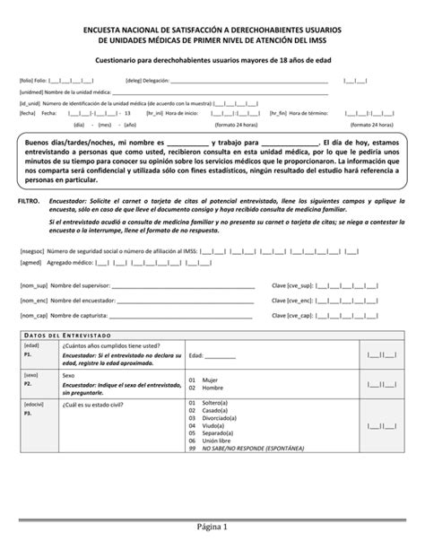 Encuesta Nacional De Satisfacci N De Derechohabientes