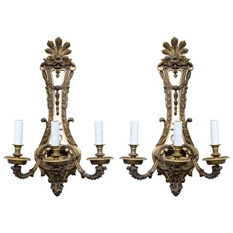 Pair Of French Louis Xvi Style Gilt Bronze And Cut Rock Crystal Sconces