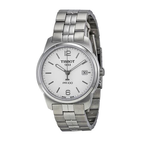 Tissot Pr100 White Dial Stainless Steel Mens Watch T0494101101700 Pr