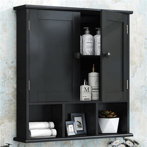 Taohfe Black Bathroom Cabinetbathroom Wall Cabinet 2 Door